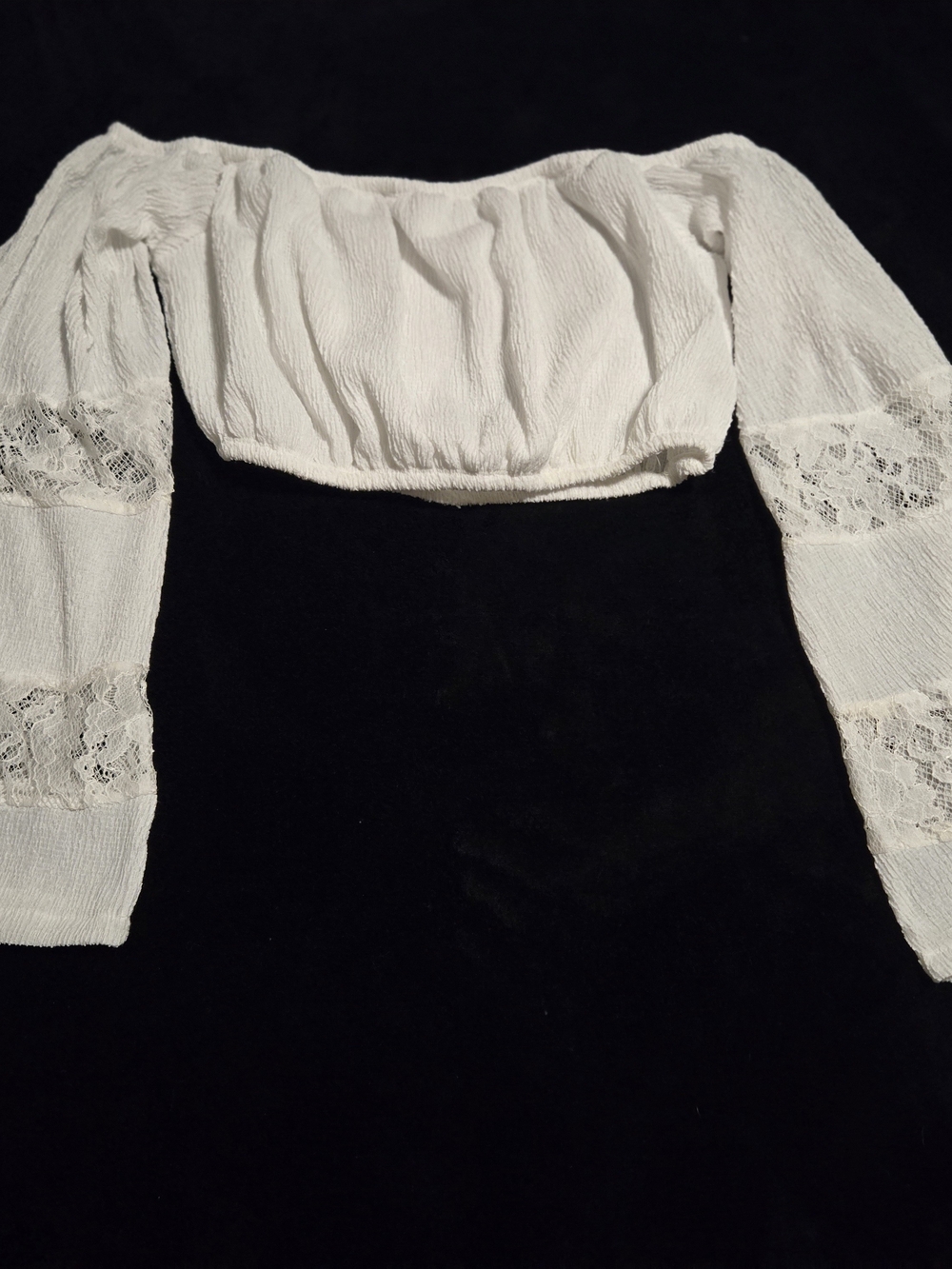 ASOS White Off-Shoulder Lace Panel Crop Top